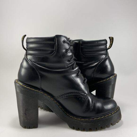 Dr Doc Martens Persephone Heeled Leather Lace Up Boots Black Womens Size 7 - Picture 4 of 11